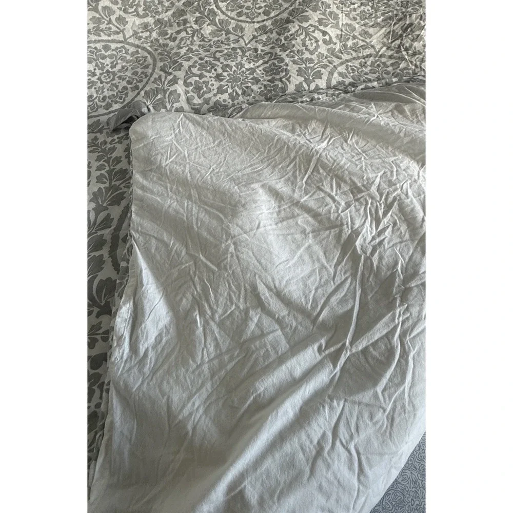Pottery Barn Ana Medallion Cotton Linen Duvet Cover Grey White Full/Queen